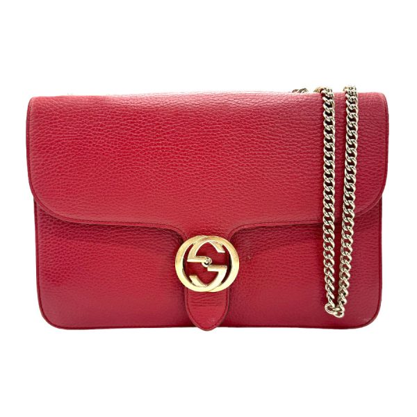 z1121 1 Gucci Interlocking G Leather Shoulder Bag Red