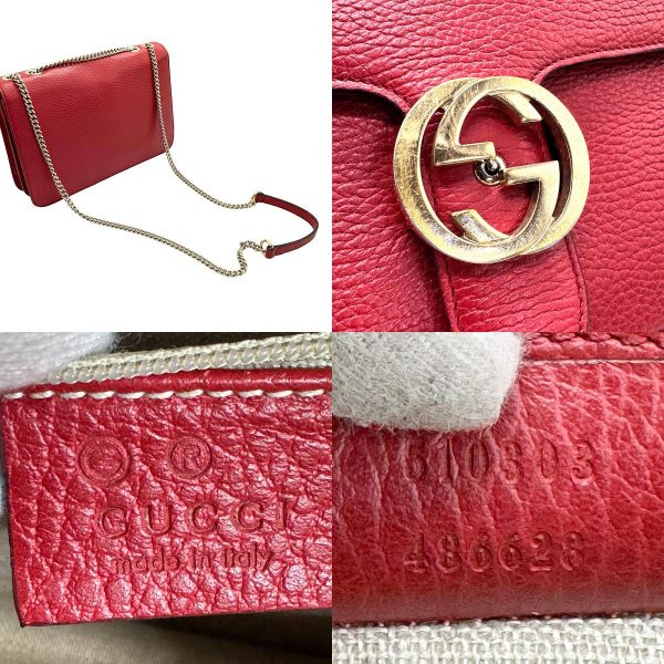 z1121 10 c Gucci Interlocking G Leather Shoulder Bag Red