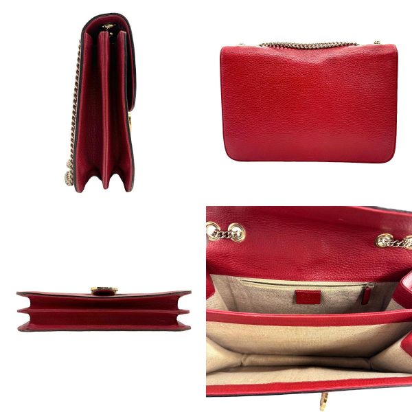 z1121 2 c Gucci Interlocking G Leather Shoulder Bag Red