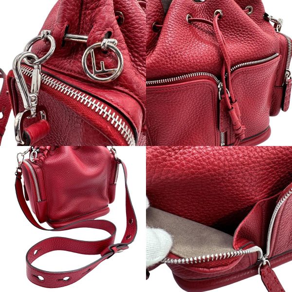 z1143 10 c Fendi Leather Crossbody Shoulder Bag Red