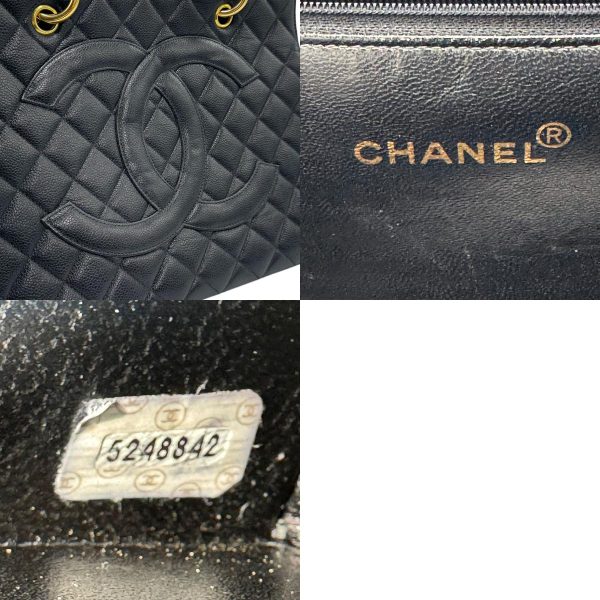 z1180 11 c Chanel Matelasse Caviar Skin Leather Handbag Black