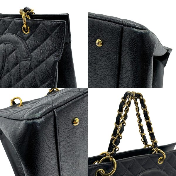 z1180 7 c Chanel Matelasse Caviar Skin Leather Handbag Black