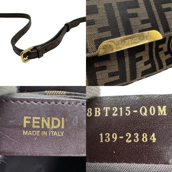 z1201 11 c Fendi Canvas Leather Crossbody Shoulder Bag Brown Gold