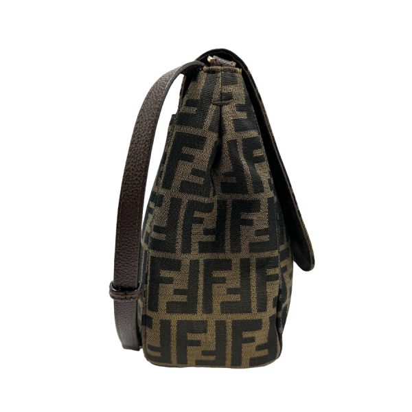 z1201 2 Fendi Canvas Leather Crossbody Shoulder Bag Brown Gold