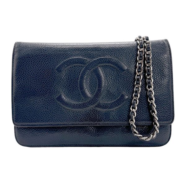 z1216 1 Chanel Wallet Chain Crossbody Shoulder Bag Navy