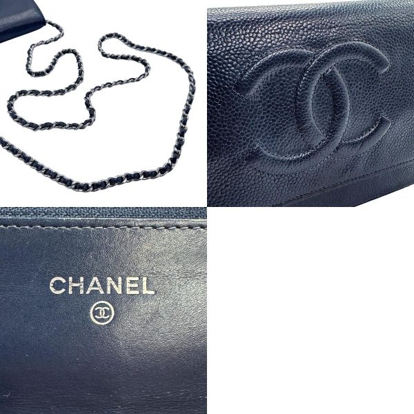 z1216 11 c Chanel Wallet Chain Crossbody Shoulder Bag Navy