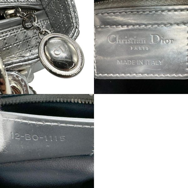 z1229 14 c Christian Dior Lady Dior Leather Handbag Silver