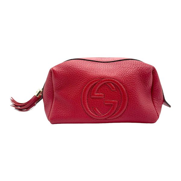 z1231 1 Gucci Interlocking G Leather Pouch Red