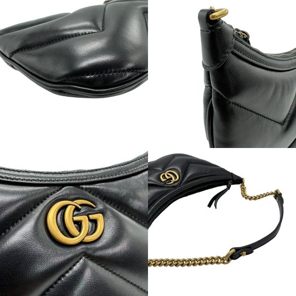 z1242 7 c Gucci GG Marmont Leather Crossbody Shoulder Bag Black