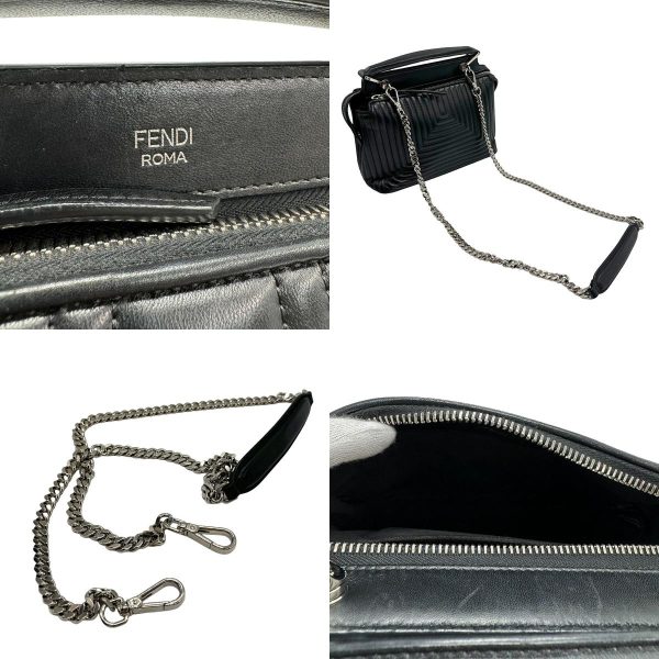 z1257 10 c Fendi Dot Com Leather Shoulder Bag Black