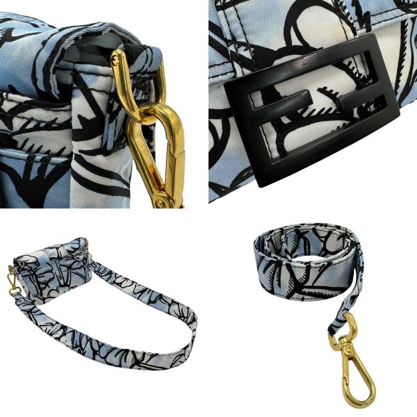 z1260 10 c Fendi Nylon Shoulder Bag Blue White Black Gold