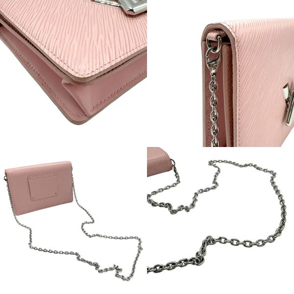 z1287 7 c Louis Vuitton Epi Portefeuille Twist Belt Chain Wallet Rose Ballerine