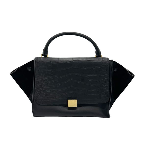 z1298 1 Celine Leather Handbag Black