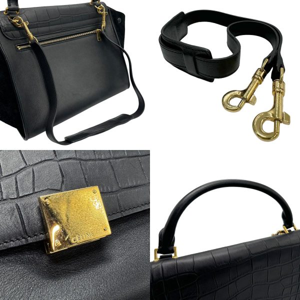 z1298 10 c Celine Leather Handbag Black