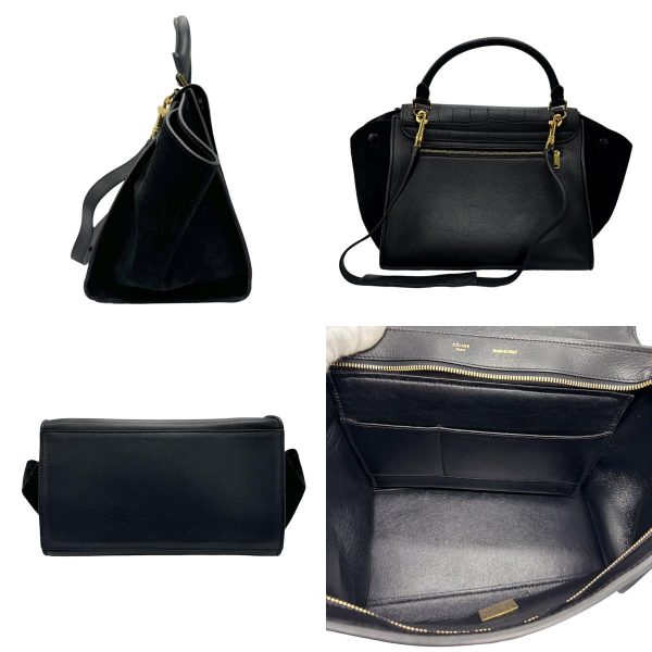 z1298 2 c Celine Leather Handbag Black