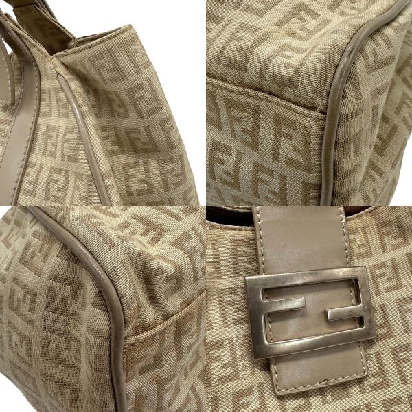 z1311 7 c Fendi Canvas Leather Handbag Beige