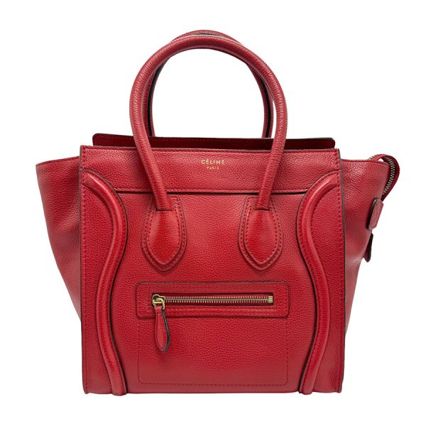 z1313 1 Celine Leather Handbag Red