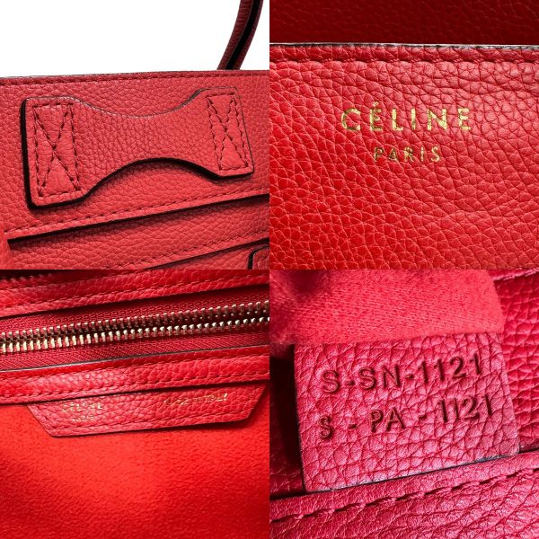 z1313 14 c Celine Leather Handbag Red