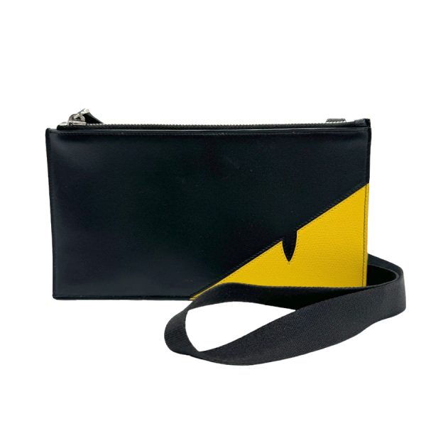 z1328 1 Fendi Leather Shoulder Wallet Black