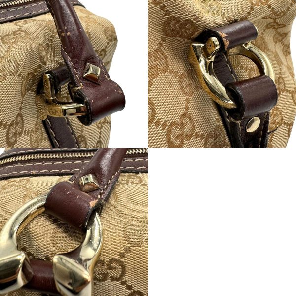 z1338 14 c Gucci GG Canvas Leather Handbag Beige