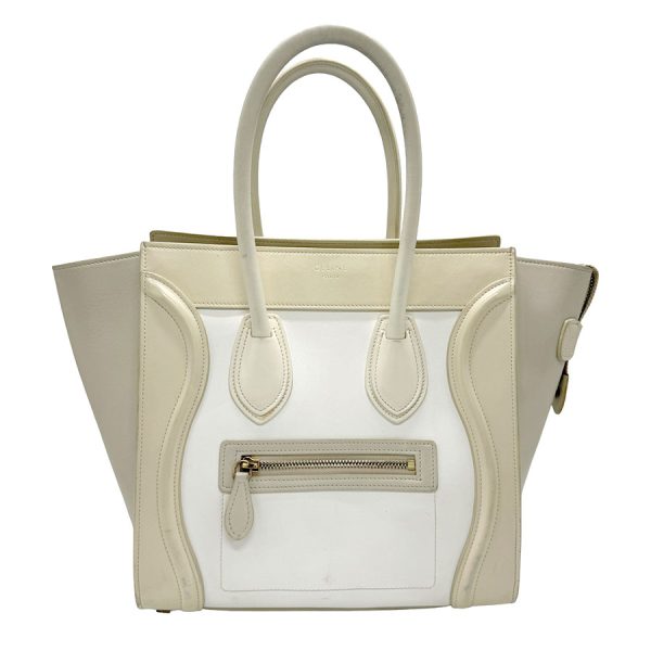 z1382 1 Celine Leather Handbag Beige