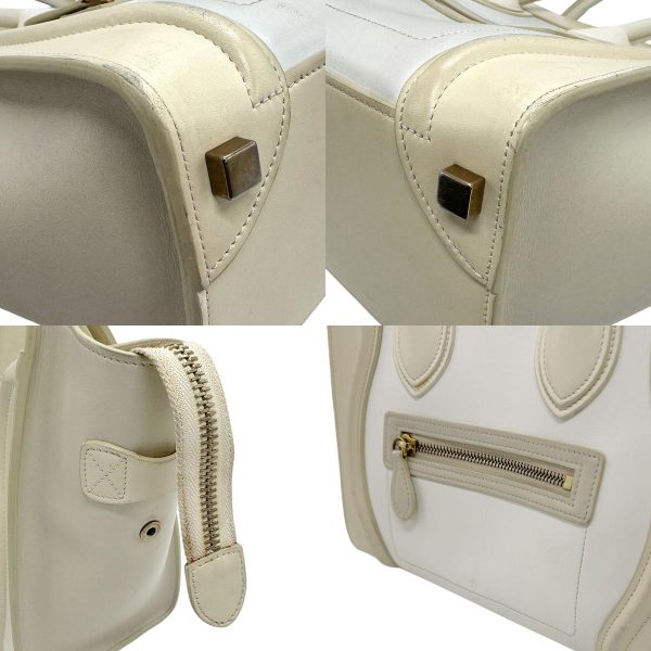 z1382 10 c Celine Leather Handbag Beige