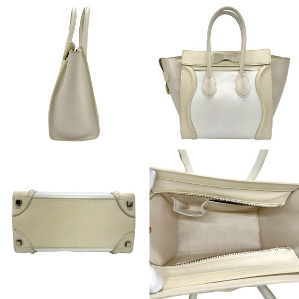 z1382 2 c Celine Leather Handbag Beige