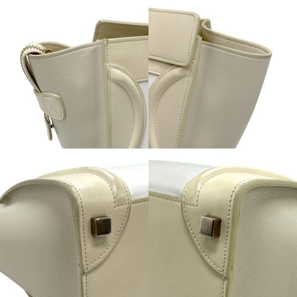 z1382 6 c Celine Leather Handbag Beige