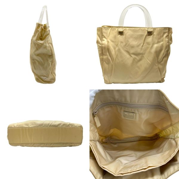 z1408 2 c Prada Nylon Plastic Handbag Beige