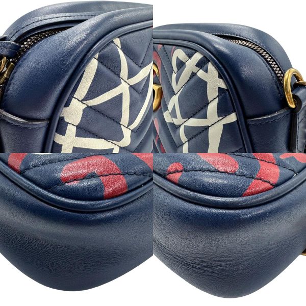 z1417 6 c Gucci GG Marmont Leather Crossbody Shoulder Bag Navy