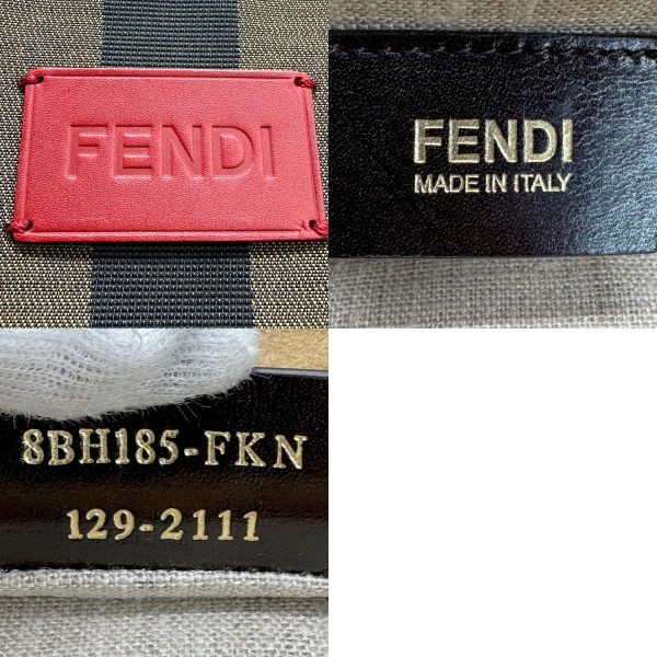 z1446 14 c Fendi Canvas Leather Shoulder Bag Brown