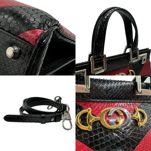 z1471 10 c Gucci Zumi Python Shoulder Bag Black