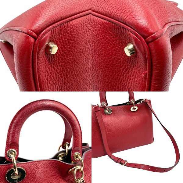 z1506 10 c Christian Dior Diorissimo Shoulder Bag Leather Red