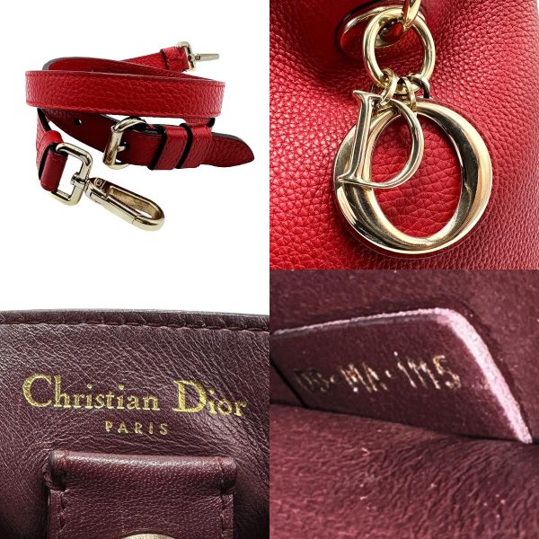 z1506 14 c Christian Dior Diorissimo Shoulder Bag Leather Red