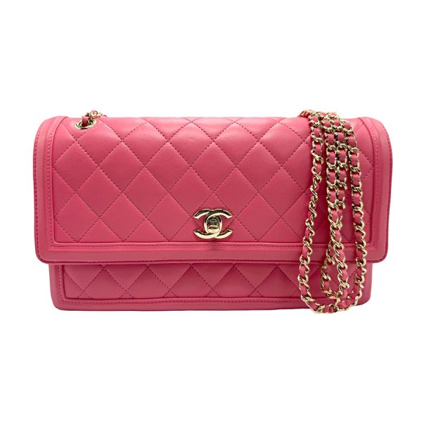 z1519 1 Chanel Lambskin Shoulder Bag Pink