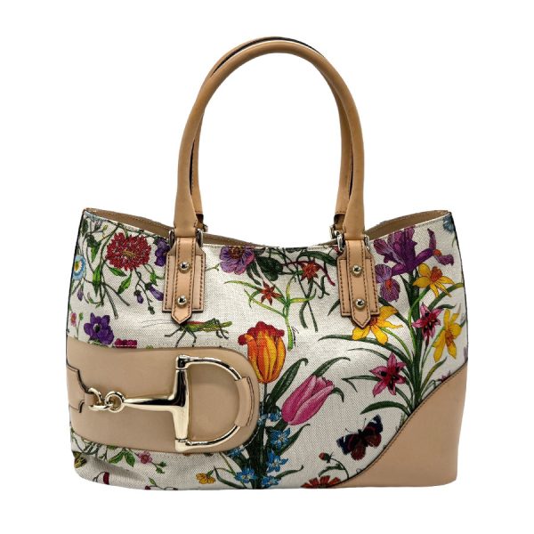 z1521 1 Gucci Flora Canvas Leather Handbag Multicolor