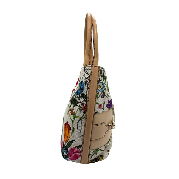 z1521 2 Gucci Flora Canvas Leather Handbag Multicolor