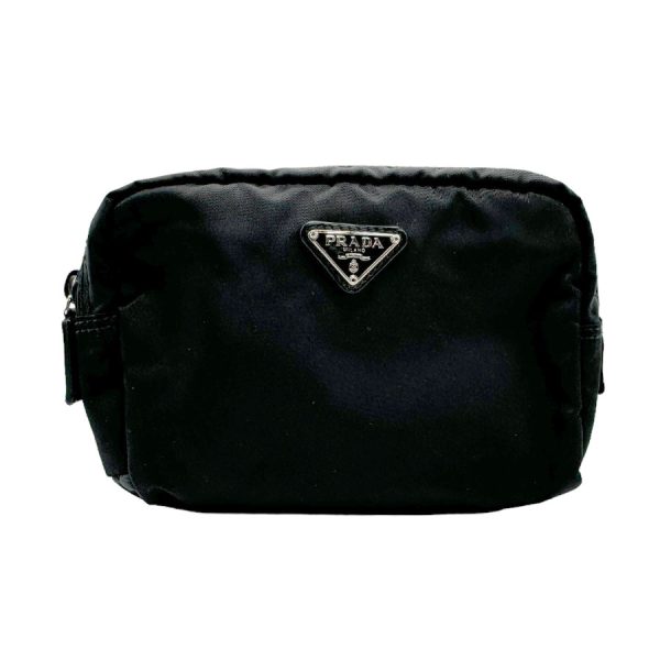 z1525 1 Prada Nylon Makeup Pouch Black