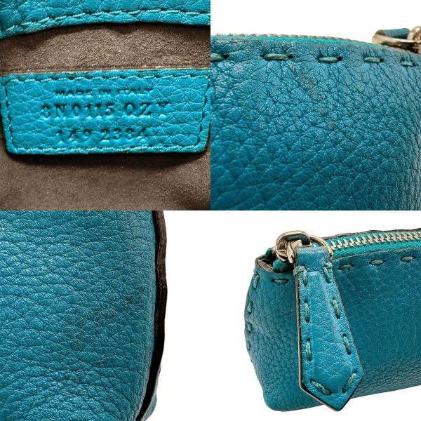 z1534 14 c Fendi Leather Pouch Green Blue