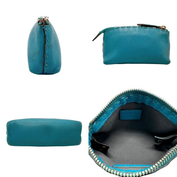 z1534 2 c Fendi Leather Pouch Green Blue