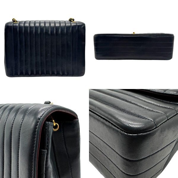 z1536 3 c Chanel Mademoiselle Leather Shoulder Bag Navy