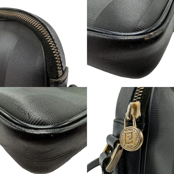 z1546 7 c Fendi PVC Leather Crossbody Shoulder Bag Black Gold