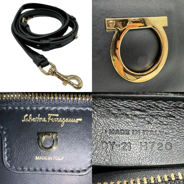 z1547 11 c Salvatore Ferragamo Handbag Shoulder Bag Gancini Leather Black