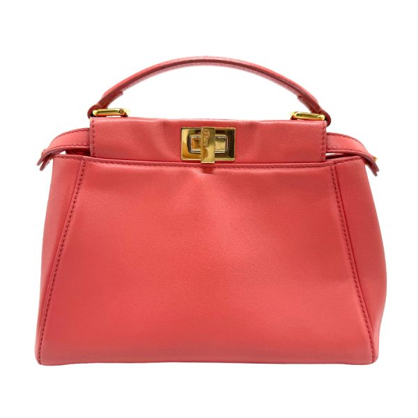 z1548 1 Fendi Leather Peekaboo Crossbody Shoulder Bag Pink Gold