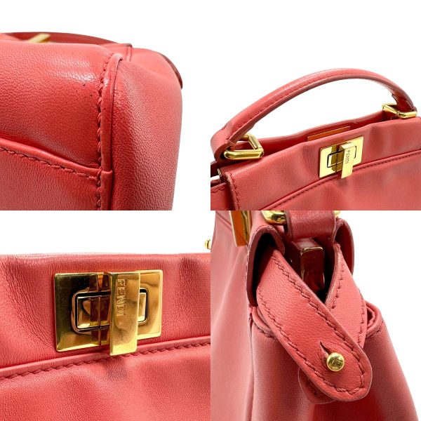 z1548 10 c Fendi Leather Peekaboo Crossbody Shoulder Bag Pink Gold