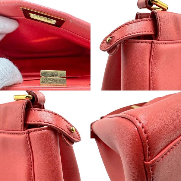 z1548 6 c Fendi Leather Peekaboo Crossbody Shoulder Bag Pink Gold