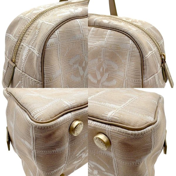 z1551 6 c Chanel New Travel Line Nylon Handbag Beige