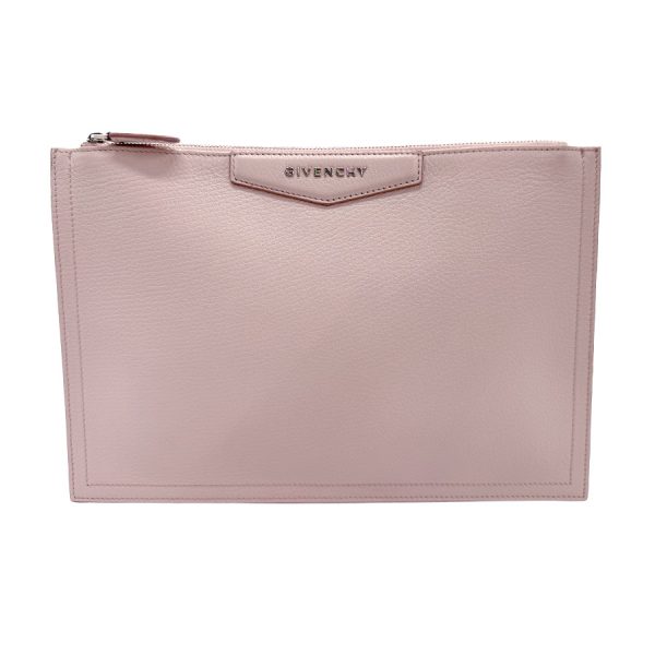 z1559 1 Givenchy Clutch Bag Pouch Light Pink Silver