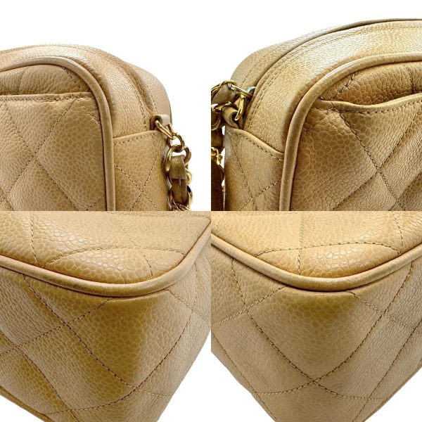 z1566 6 c Chanel Matelasse Caviar Skin Leather Shoulder Bag Beige