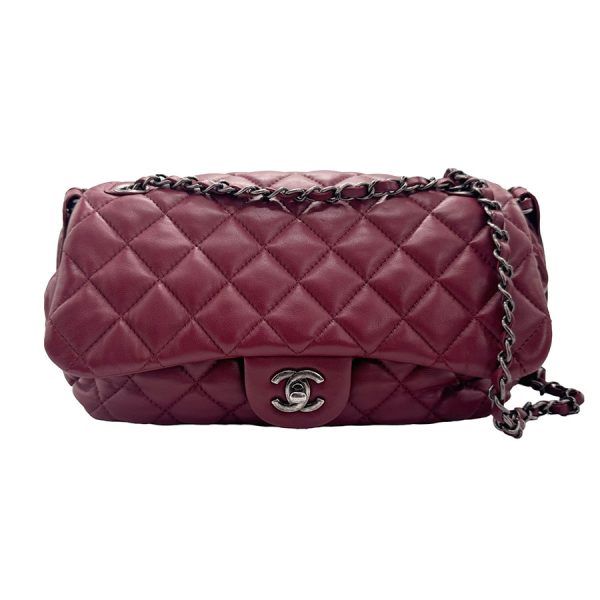 z1568 1 Chanel Lambskin Shoulder Bag Bordeaux